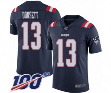 Men's New England Patriots #13 Phillip Dorsett Limited Navy Blue Rush Vapor Untouchable 100th Season Football Jersey