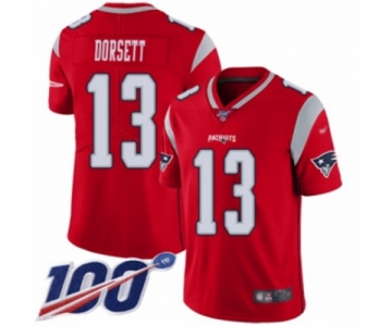 Men's New England Patriots #13 Phillip Dorsett Limited Red Inverted Legend 100th Season Football Jersey