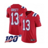 Men's New England Patriots #13 Phillip Dorsett Red Alternate Vapor Untouchable Limited Player 100th Season Football Jersey