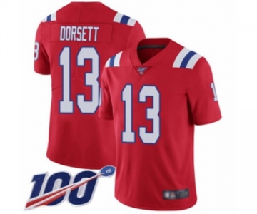 Men's New England Patriots #13 Phillip Dorsett Red Alternate Vapor Untouchable Limited Player 100th Season Football Jersey