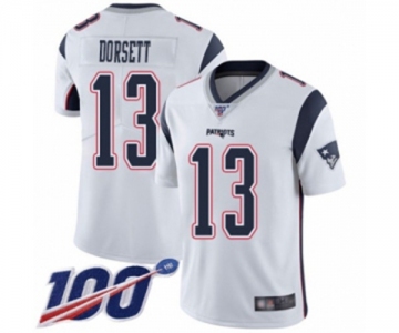 Men's New England Patriots #13 Phillip Dorsett White Vapor Untouchable Limited Player 100th Season Football Jersey