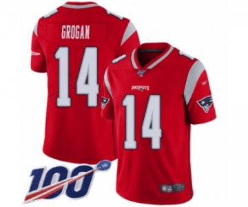 Men's New England Patriots #14 Steve Grogan Limited Red Inverted Legend 100th Season Football Jersey