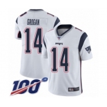 Men's New England Patriots #14 Steve Grogan White Vapor Untouchable Limited Player 100th Season Football Jersey