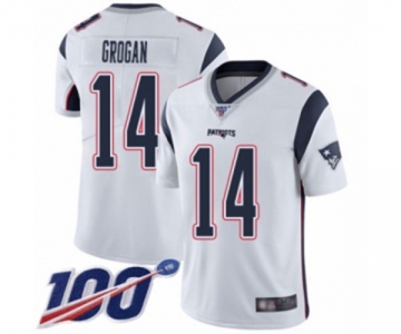 Men's New England Patriots #14 Steve Grogan White Vapor Untouchable Limited Player 100th Season Football Jersey