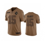 Men's New England Patriots #15 Ezekiel Elliott 2023 Brown Salute To Service Limited Football Stitched Jersey