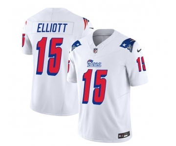 Men's New England Patriots #15 Ezekiel Elliott White 2023 F.U.S.E. Vapor Limited Football Stitched Jersey