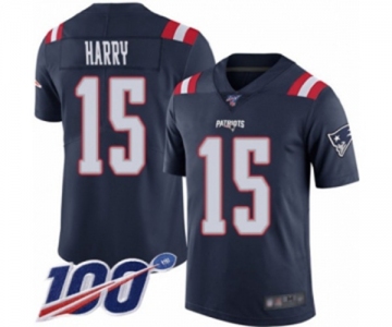 Men's New England Patriots #15 N'Keal Harry Limited Navy Blue Rush Vapor Untouchable 100th Season Football Jersey