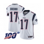 Men's New England Patriots #17 Antonio Brown White Vapor Untouchable Limited Player 100th Season Football Jersey