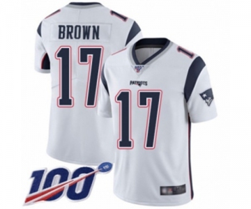 Men's New England Patriots #17 Antonio Brown White Vapor Untouchable Limited Player 100th Season Football Jersey