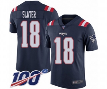 Men's New England Patriots #18 Matthew Slater Limited Navy Blue Rush Vapor Untouchable 100th Season Football Jersey