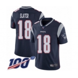 Men's New England Patriots #18 Matthew Slater Navy Blue Team Color Vapor Untouchable Limited Player 100th Season Football Jersey