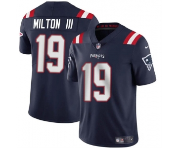 Men's New England Patriots #19 Joe Milton III Navy 2024 Vapor Limited Football Stitched Jersey