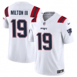 Men's New England Patriots #19 Joe Milton III White 2023 F.U.S.E. Vapor Limited Football Stitched Jersey