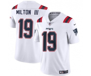 Men's New England Patriots #19 Joe Milton III White 2024 Vapor Limited Football Stitched Jersey