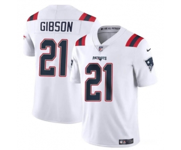 Men's New England Patriots #21 Antonio Gibson White Vapor Limited Football Stitched Jersey