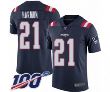 Men's New England Patriots #21 Duron Harmon Limited Navy Blue Rush Vapor Untouchable 100th Season Football Jersey