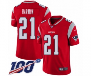 Men's New England Patriots #21 Duron Harmon Limited Red Inverted Legend 100th Season Football Jersey