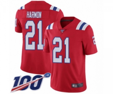 Men's New England Patriots #21 Duron Harmon Red Alternate Vapor Untouchable Limited Player 100th Season Football Jersey