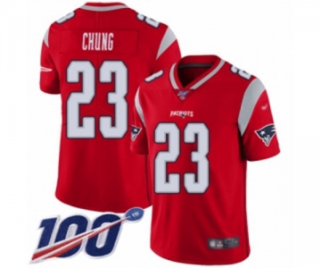 Men's New England Patriots #23 Patrick Chung Limited Red Inverted Legend 100th Season Football Jersey