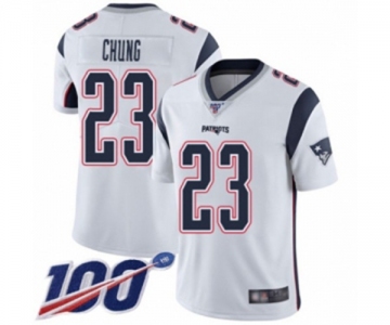 Men's New England Patriots #23 Patrick Chung White Vapor Untouchable Limited Player 100th Season Football Jersey