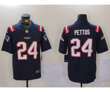 Men's New England Patriots #24 Dell Pettus Navy Vapor Limited Stitched Football Jersey