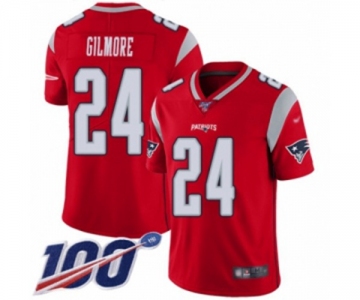 Men's New England Patriots #24 Stephon Gilmore Limited Red Inverted Legend 100th Season Football Jersey