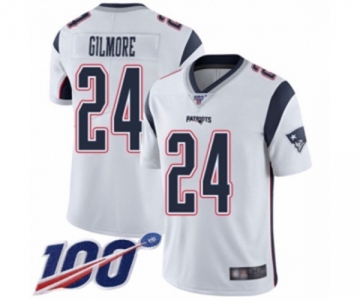 Men's New England Patriots #24 Stephon Gilmore White Vapor Untouchable Limited Player 100th Season Football Jersey