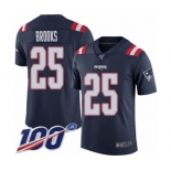 Men's New England Patriots #25 Terrence Brooks Limited Navy Blue Rush Vapor Untouchable 100th Season Football Jersey