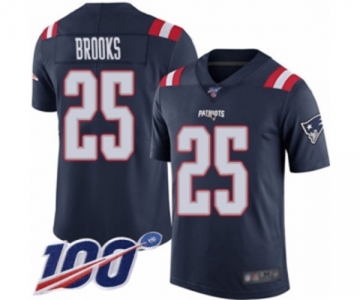 Men's New England Patriots #25 Terrence Brooks Limited Navy Blue Rush Vapor Untouchable 100th Season Football Jersey