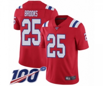 Men's New England Patriots #25 Terrence Brooks Red Alternate Vapor Untouchable Limited Player 100th Season Football Jersey