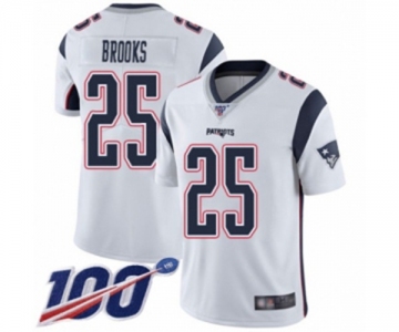 Men's New England Patriots #25 Terrence Brooks White Vapor Untouchable Limited Player 100th Season Football Jersey