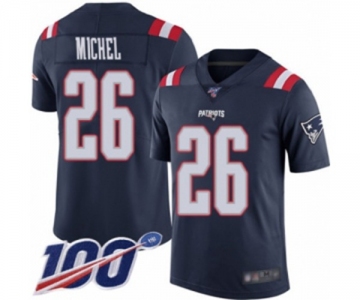 Men's New England Patriots #26 Sony Michel Limited Navy Blue Rush Vapor Untouchable 100th Season Football Jersey