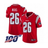 Men's New England Patriots #26 Sony Michel Limited Red Inverted Legend 100th Season Football Jersey