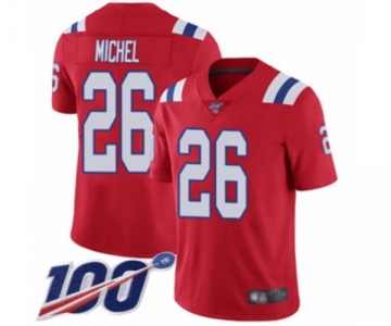 Men's New England Patriots #26 Sony Michel Red Alternate Vapor Untouchable Limited Player 100th Season Football Jersey