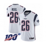 Men's New England Patriots #26 Sony Michel White Vapor Untouchable Limited Player 100th Season Football Jersey