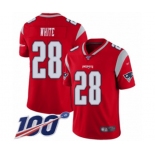 Men's New England Patriots #28 James White Limited Red Inverted Legend 100th Season Football Jersey