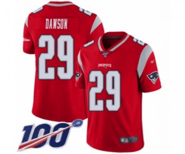 Men's New England Patriots #29 Duke Dawson Limited Red Inverted Legend 100th Season Football Jersey