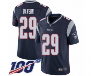 Men's New England Patriots #29 Duke Dawson Navy Blue Team Color Vapor Untouchable Limited Player 100th Season Football Jersey