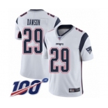 Men's New England Patriots #29 Duke Dawson White Vapor Untouchable Limited Player 100th Season Football Jersey