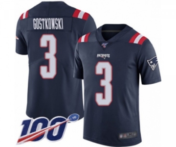 Men's New England Patriots #3 Stephen Gostkowski Limited Navy Blue Rush Vapor Untouchable 100th Season Football Jersey