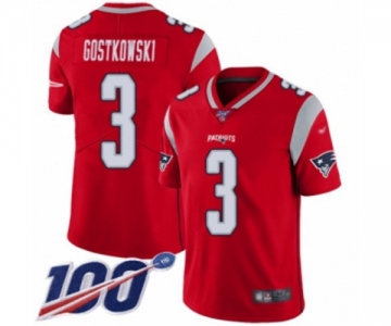 Men's New England Patriots #3 Stephen Gostkowski Limited Red Inverted Legend 100th Season Football Jersey