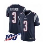 Men's New England Patriots #3 Stephen Gostkowski Navy Blue Team Color Vapor Untouchable Limited Player 100th Season Football Jersey