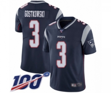 Men's New England Patriots #3 Stephen Gostkowski Navy Blue Team Color Vapor Untouchable Limited Player 100th Season Football Jersey