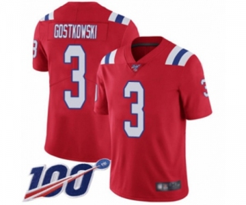 Men's New England Patriots #3 Stephen Gostkowski Red Alternate Vapor Untouchable Limited Player 100th Season Football Jersey