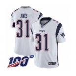 Men's New England Patriots #31 Jonathan Jones White Vapor Untouchable Limited Player 100th Season Football Jersey