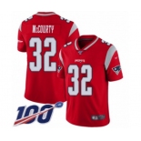 Men's New England Patriots #32 Devin McCourty Limited Red Inverted Legend 100th Season Football Jersey