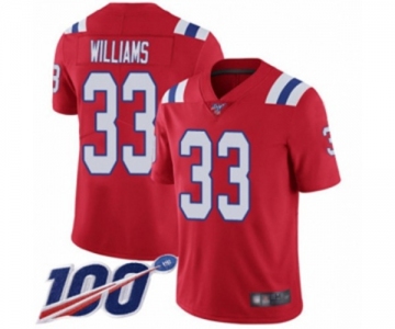 Men's New England Patriots #33 Joejuan Williams Red Alternate Vapor Untouchable Limited Player 100th Season Football Jersey