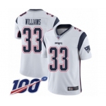 Men's New England Patriots #33 Joejuan Williams White Vapor Untouchable Limited Player 100th Season Football Jersey