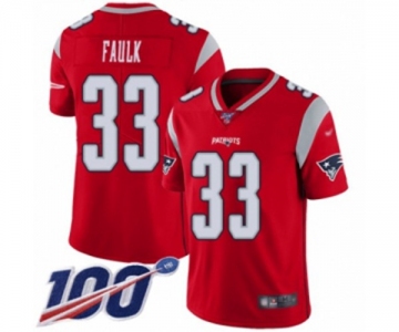 Men's New England Patriots #33 Kevin Faulk Limited Red Inverted Legend 100th Season Football Jersey