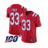 Men's New England Patriots #33 Kevin Faulk Red Alternate Vapor Untouchable Limited Player 100th Season Football Jersey